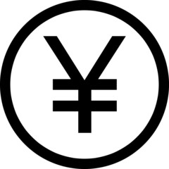 Yen coin black line icon. Symbol and sign vector illustration design. Editable Stroke. Isolated on white background.