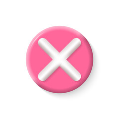 Obraz premium Check mark icon. 3d circle cross symbol. Wrong, incorrect, negative sign. Checkmark button. Vector illustration.