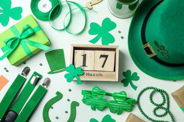 Different accessories for St.Patrick's Day, top view