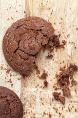 chocolate cookies on a wooden table