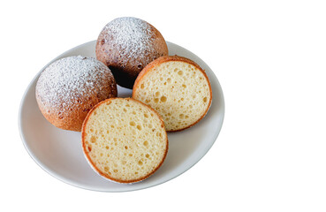 Lithuanian donuts on a plate on a white background