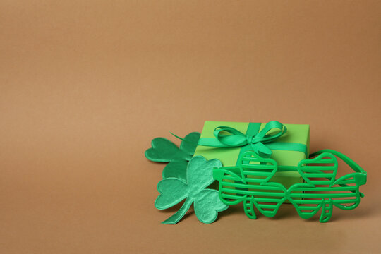 Different St.Patrick's Day accessories, space for text