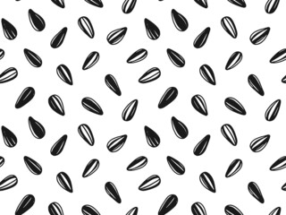 seamless sunflower seed pattern on white
