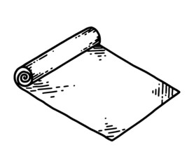 yoga mat line art on white background