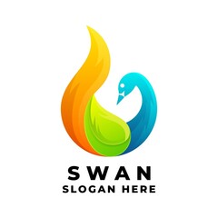Vector Logo Illustration Swan Gradient Colorful Style.