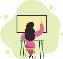 Online Education. A Girl Learning Online