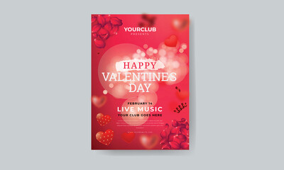 Valentines Day special offer banners and flyer with hearts and rose elements for promotions