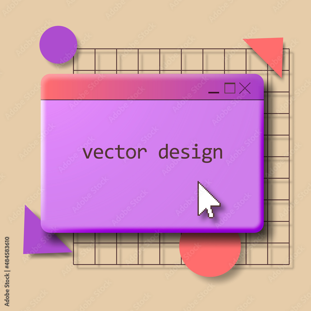 Poster frame for your text in the style of the old operating system.