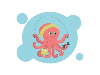 Octopus with rope, ball and kettlebell