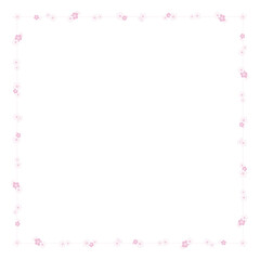 水玉とピンク色のシックな桜の四角い装飾枠

