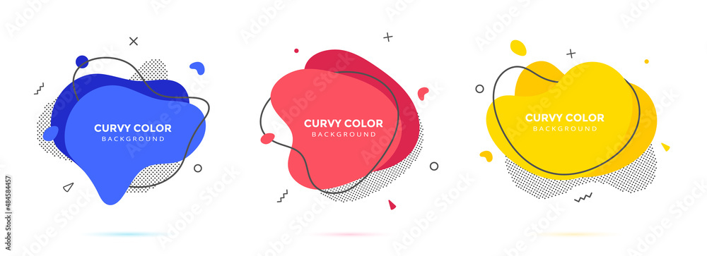 Poster modern liquid irregular amoeba blob shape abstract elements graphic flat style design fluid vector i
