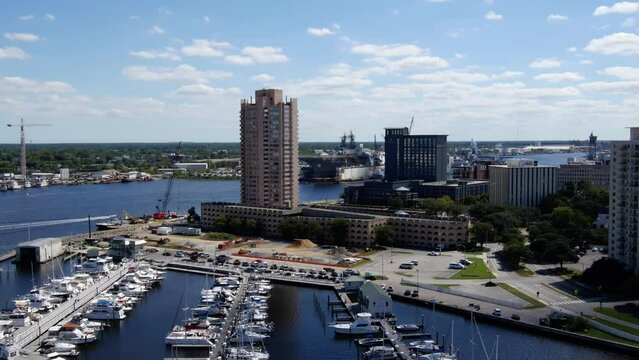 Portsmouth, Virginia, Olde Towne, Aerial View, Elizabeth River