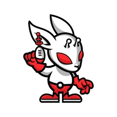 illustration of a alien bunny with retro gun