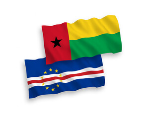 Flags of Republic of Cabo Verde and Republic of Guinea Bissau on a white background