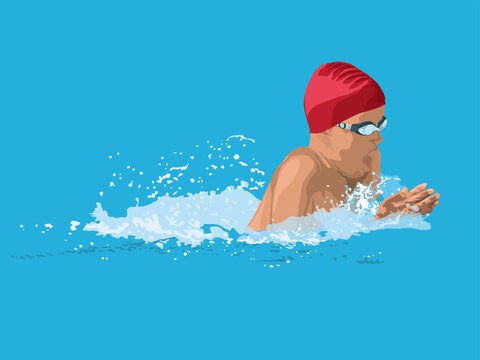 Breaststroke Swimming on illustration graphic vector