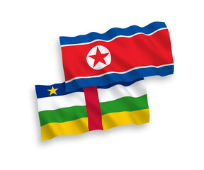 Flags of North Korea and Central African Republic on a white background