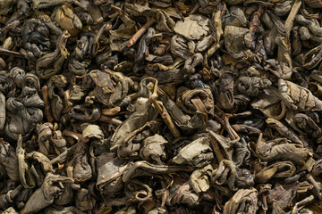 Detailed and large close up shot of green tea.