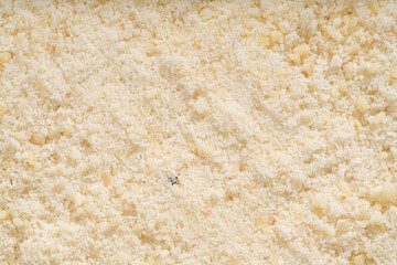Detailed and large close up shot of powdered almonds.