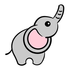 Baby elephant vector illustration. Cute illustration for kids. Cartoon Animal