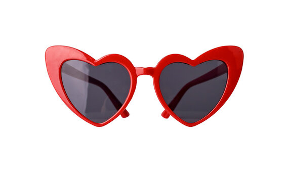 Heart red glasses isolated on white background. Valentines day concept. High quality photo
