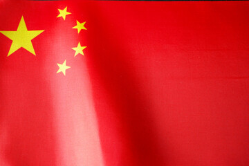 Red flag with stars, Flag of China Wave CloseUp, China Flat Flags