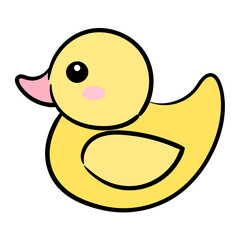 Cute duck cartoon vector illustration. Little yellow Rubber duck icon.