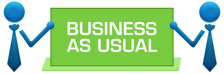 Business As Usual Banner Symbols Left Right Green Blue 