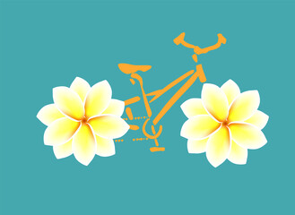 A simple stylized bicycle with flowers . Vector illustration