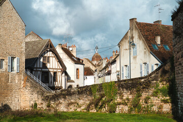 Fototapeta na wymiar typical houses of the village of Beaune,in Burgundy region, France.