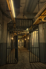 bars and empty prison corridors
