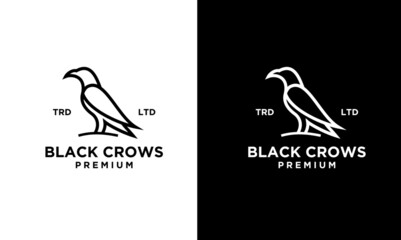 simple line raven logo in black white logo