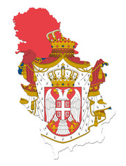 Serbian map with flag of Serbia isolated on white background 3D illustration