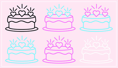 cake outline color, thin, flat, digital icon for web and mobile
