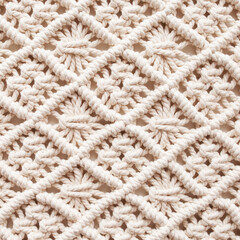 Handmade macrame. Macrame braiding and cotton threads.  Female hobby.  ECO friendly modern knitting natural decoration concept