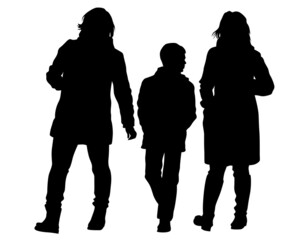 Families with little child on white background