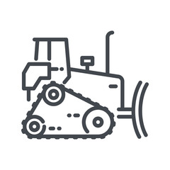Bulldozer line icon isolated on white transparent background