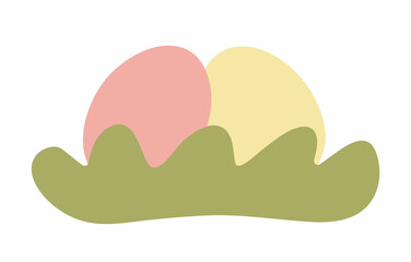 Silhouettes of Easter Eggs in the grass. Hand drawn isolated vector element. Illustration on a transparent background