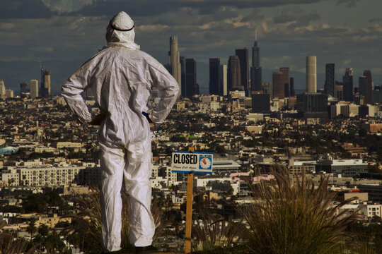 View Of Downtown Los Angeles During Coronavirus Pandemic Shutdown