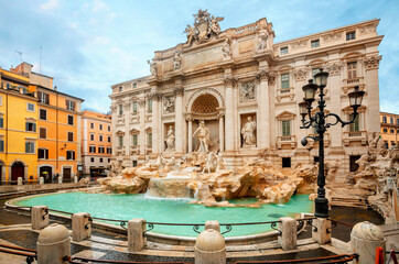 Trevi Fountain (Fontana di Trevi) in the morning light in Rome, Italy. Trevi is most famous...