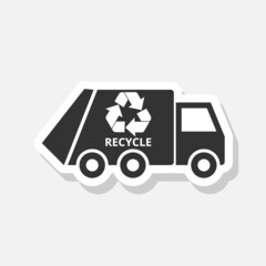 Recycling truck sticker icon isolated on white background