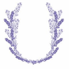 vector wreath of lavender twigs