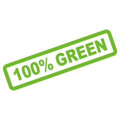 Rubber stamp with text one hundred percent green inside, vector illustration symbol