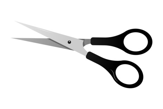 black scissors, metal scissors, barber scissors, universal scissors. vector illustration scissors