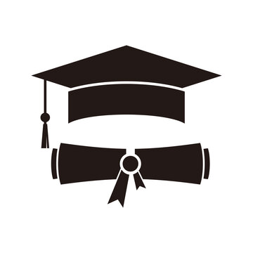 Academic graduation vector icon on white background