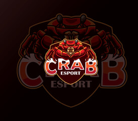 crab logo mascot vector. crab charter logo for e-Sports team
 - obrazy, fototapety, plakaty