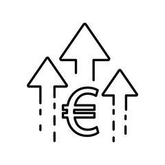 euro rate increase icon up euro sign