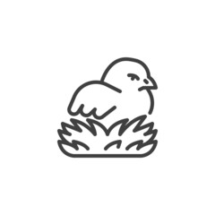 Happy Easter Chick line icon