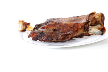 Grilled nice meat shoulder on big plate 