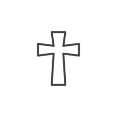 Christian Cross line icon