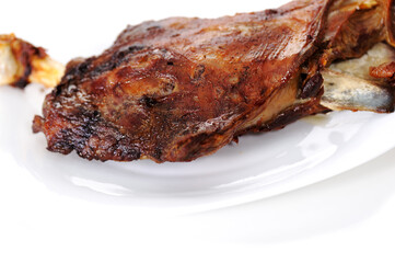 Grilled nice meat shoulder on big plate 